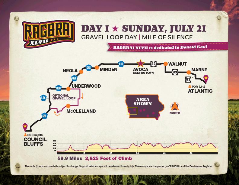RAGBRAI XLVII Route passthrough towns released