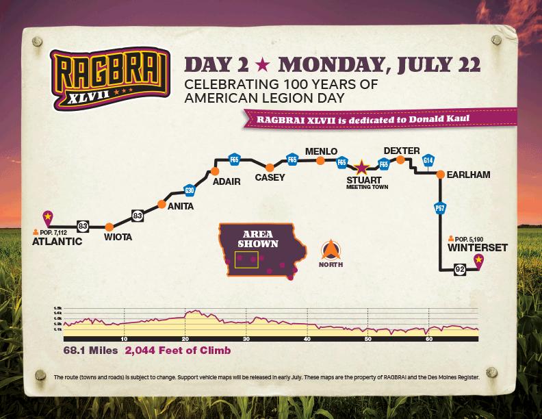 RAGBRAI XLVII Route passthrough towns released
